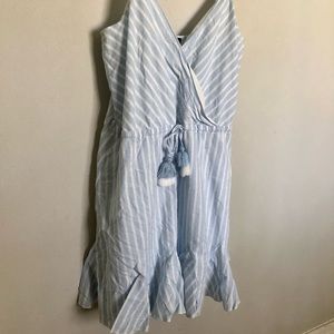 Blue and white striped dress